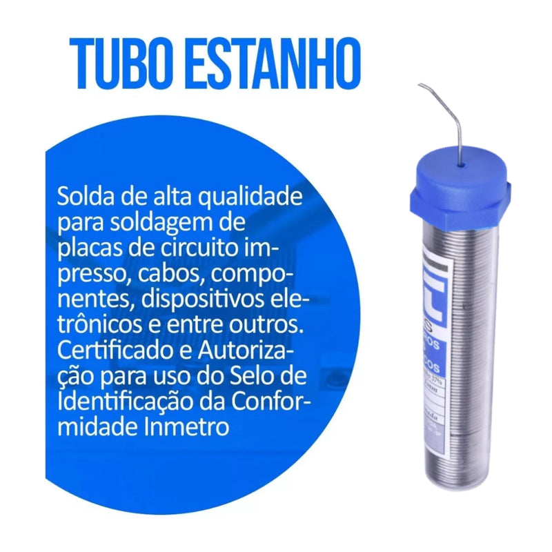 Kit Ferro De Solda 110v ou 220v com Estanho Suporte e Multimetro