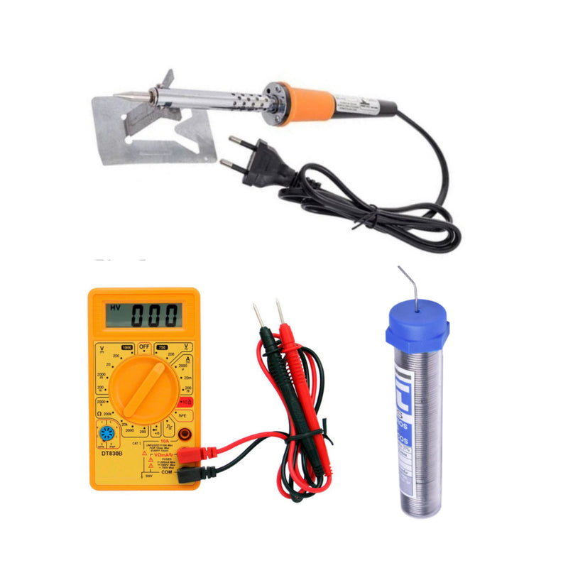 Kit Ferro De Solda 110v ou 220v com Estanho Suporte e Multimetro